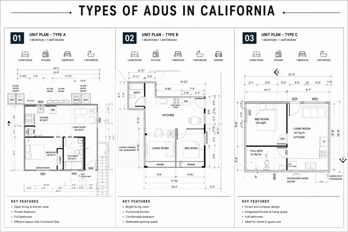 types of ADUs in California