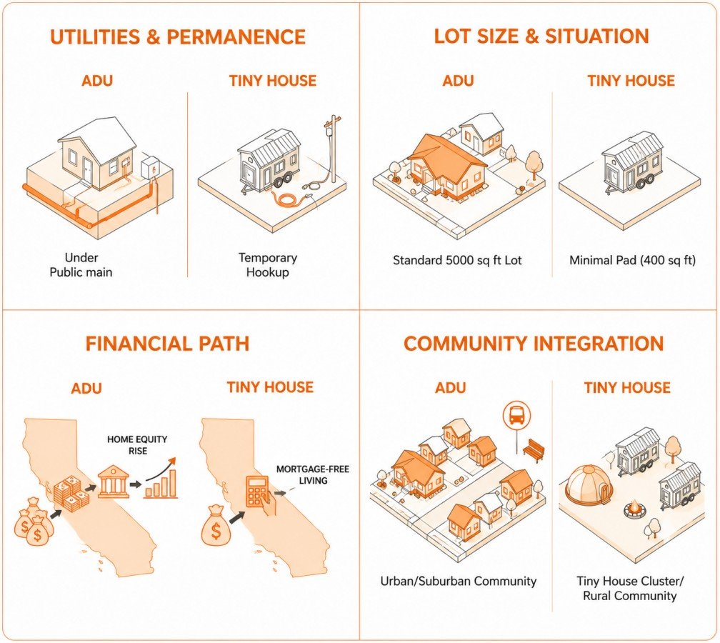 comparison of adu vs tiny house