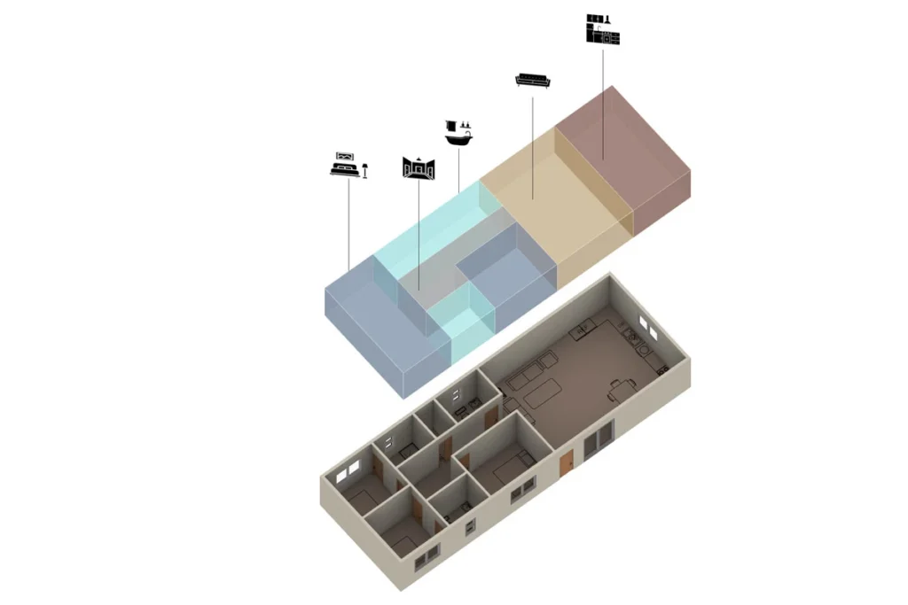 Garage Conversion ADU — Exploded Axonometric | Huntington Park, CA