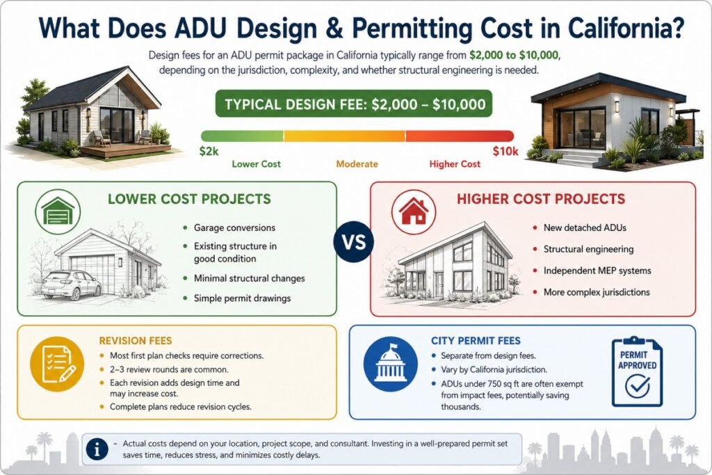 ADU design and permitting costs in California