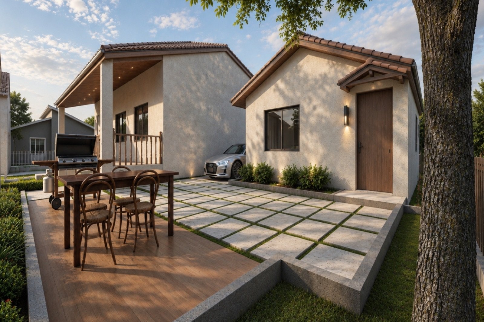Modern backyard ADU design rendering from Fast Build San Diego