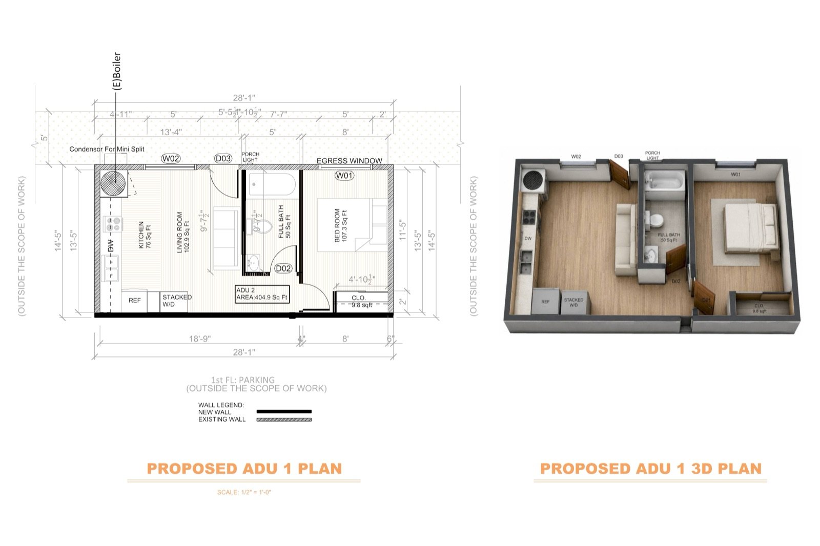 ADU floor plan designed by Fast Build for a San Diego property