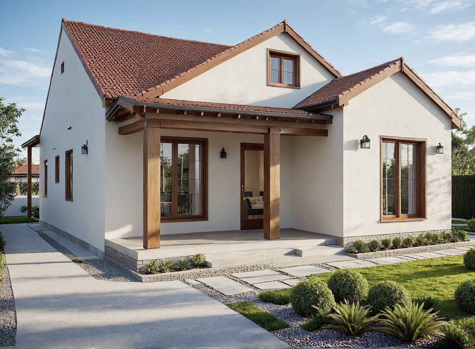 Spanish-style ADU rendering from a Fast Build ADU plan set in Los Angeles