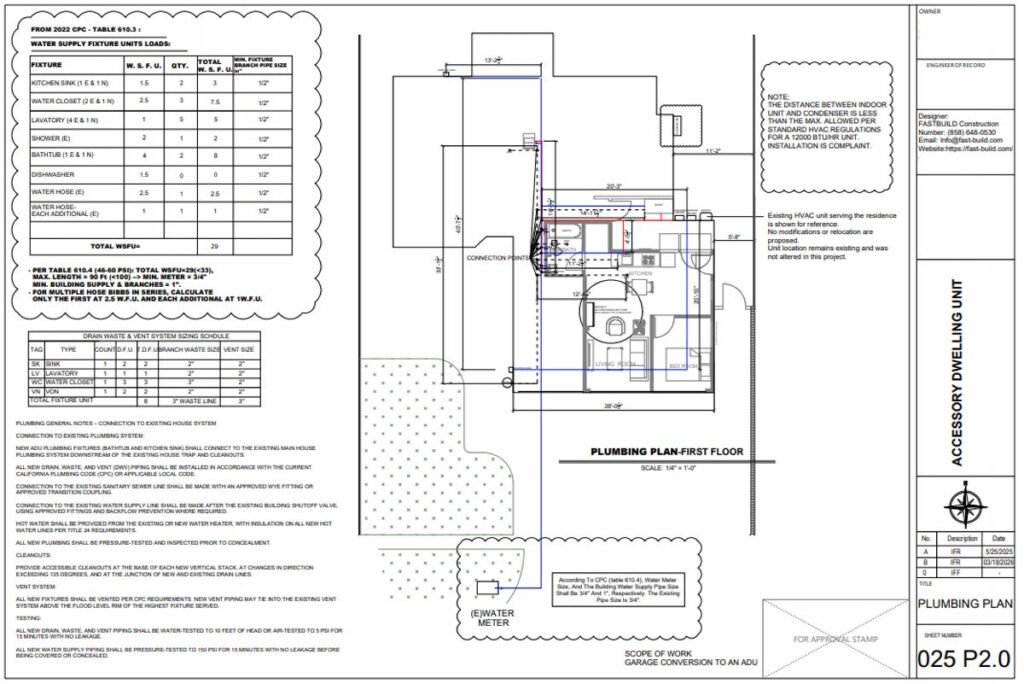 ADU plumbing plan