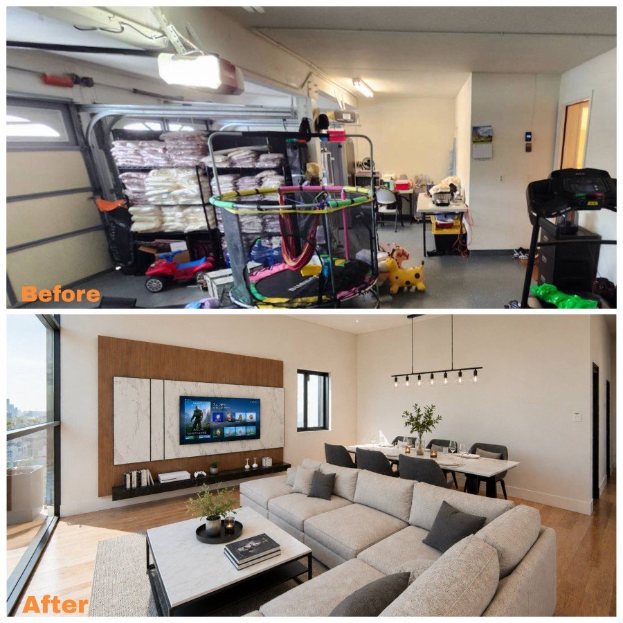 before and after a garage conversion