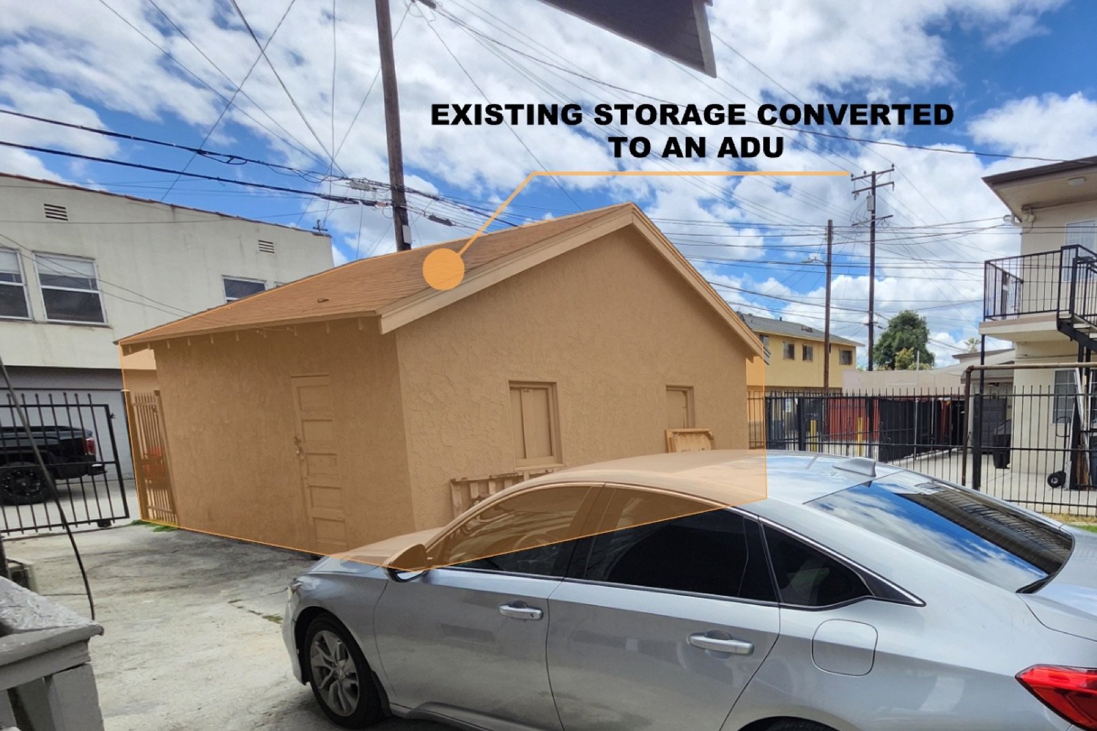 Existing storage being converted to an ADU with Fast Build permit drawings
