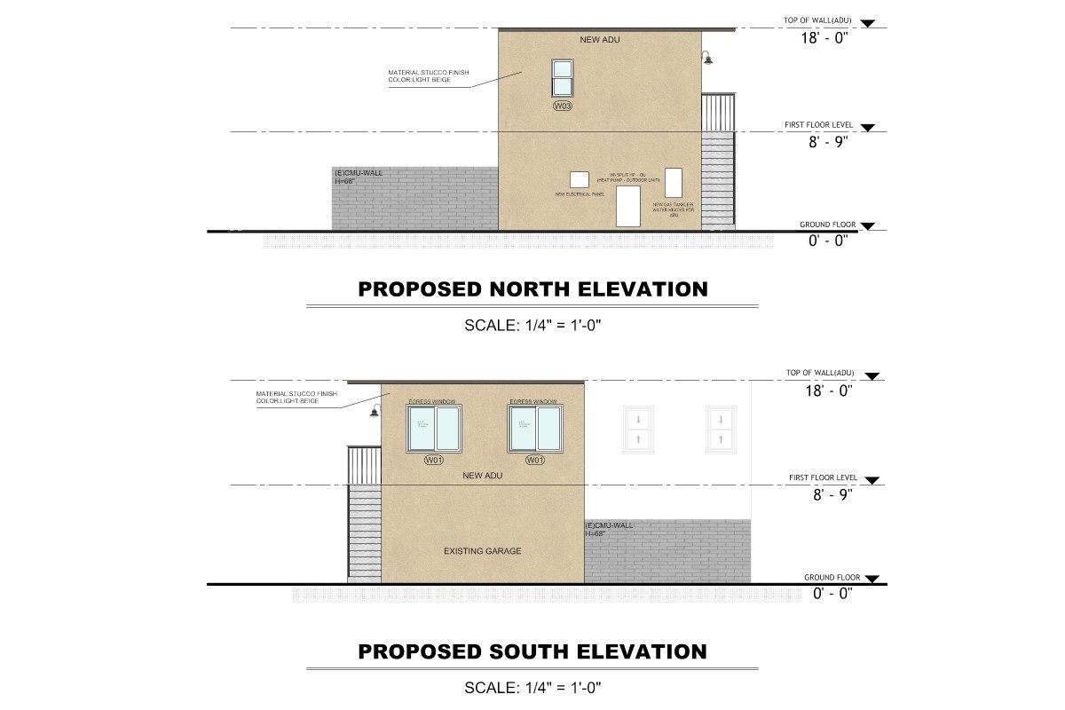 Garage Conversion ADU — Permit-Ready Elevations | Huntington Park, CA