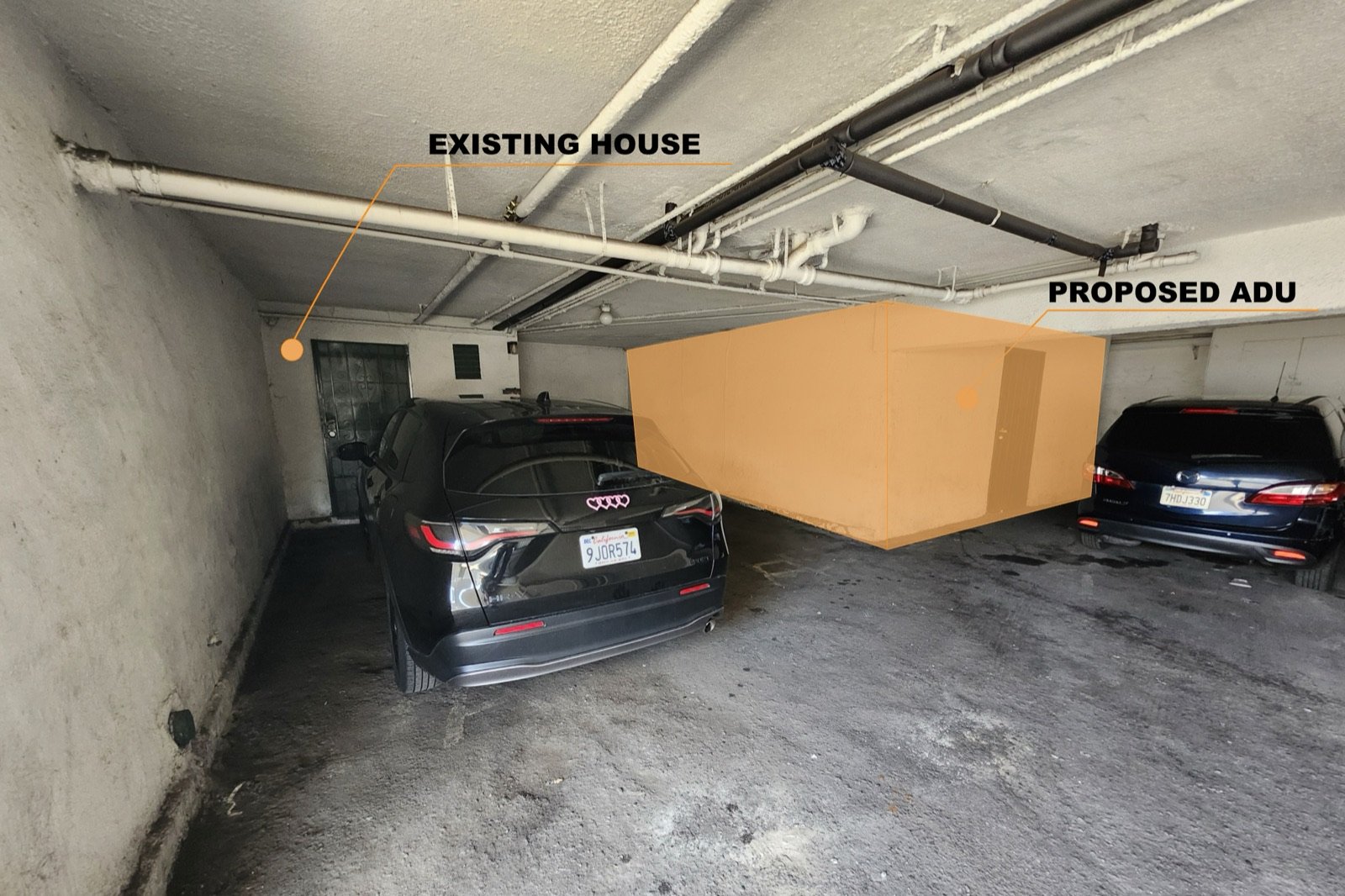 Existing house with proposed ADU legalization plan by Fast Build