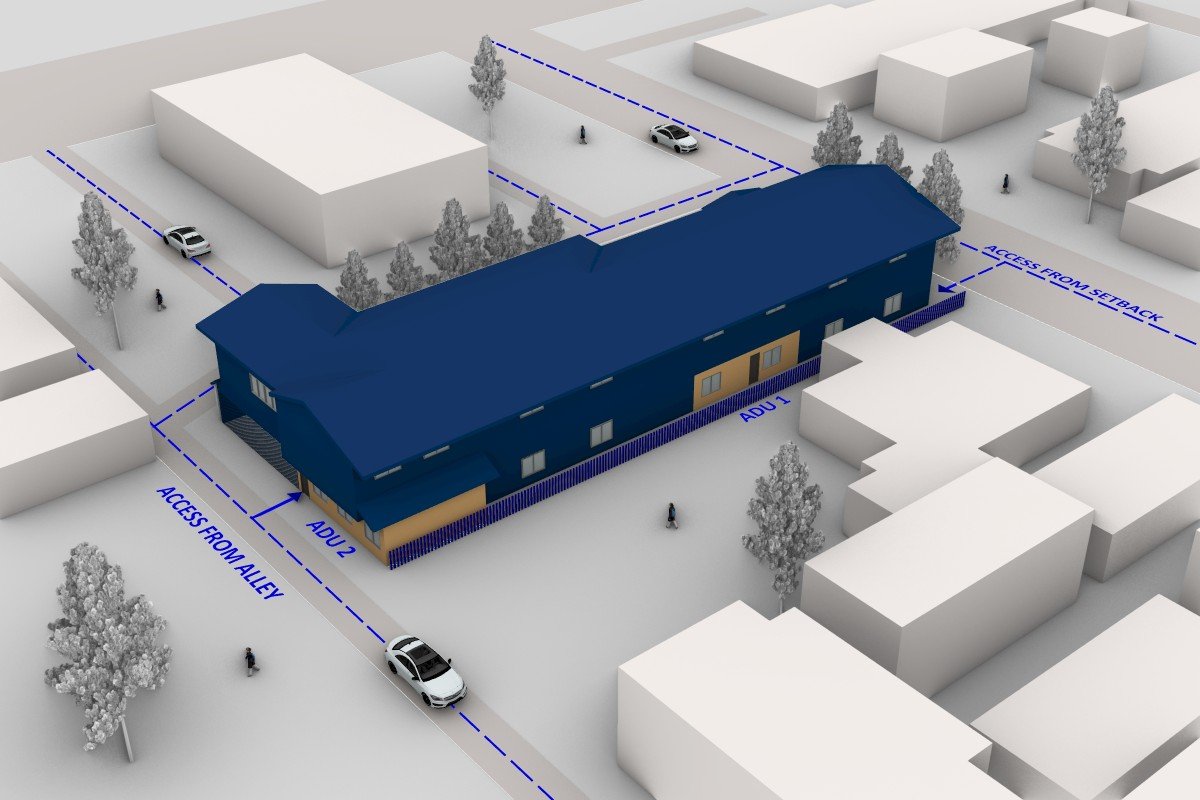 Garage & Storage Conversion to Dual ADUs — Areal view of ADUs layout | Huntington Park, CA