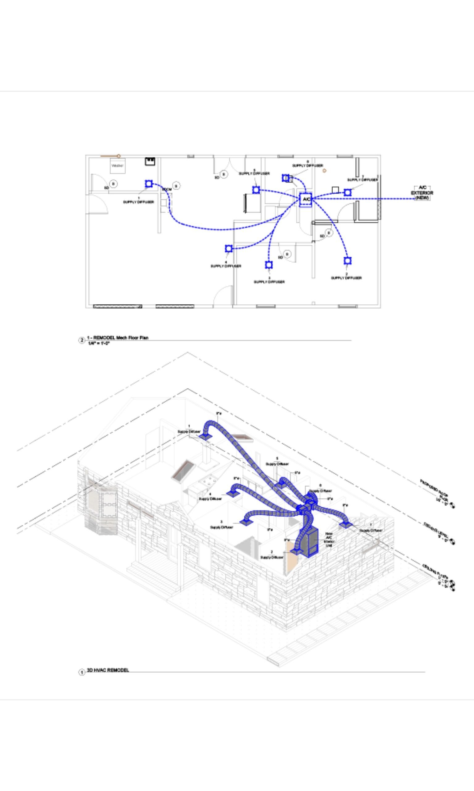 MEP coordination diagram from a Fast Build San Diego design project