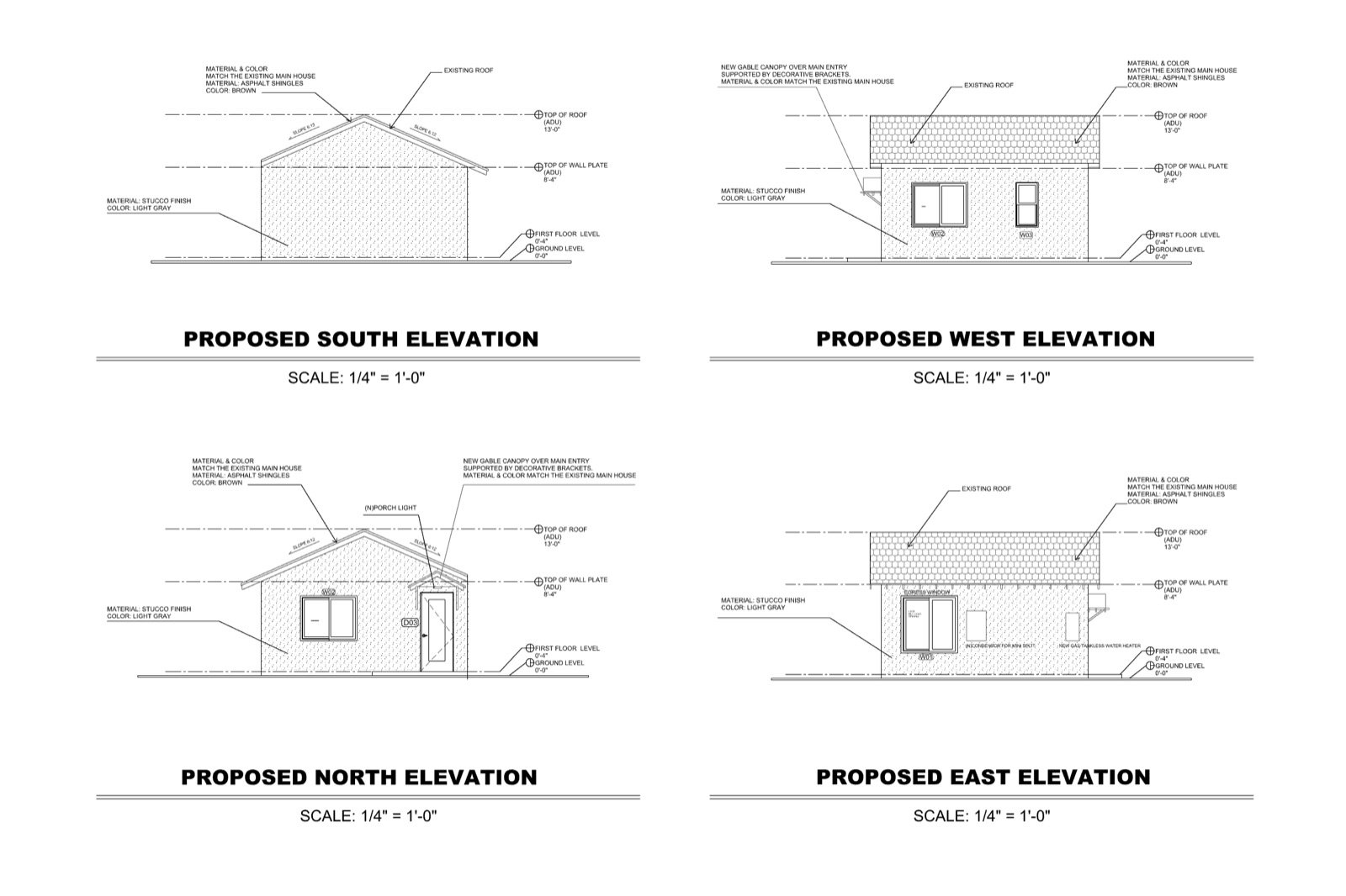 Proposed elevations sheet from a Fast Build Los Angeles permit set