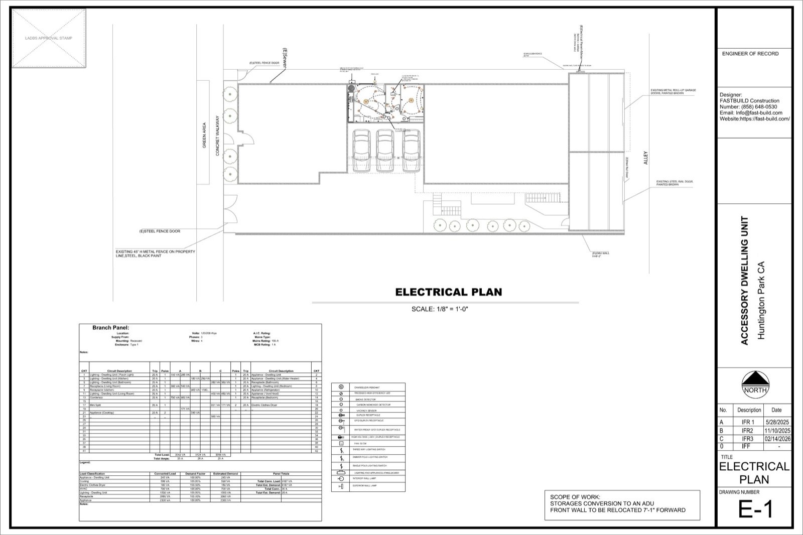 Electrical plan sheet from a Fast Build permit drawing package