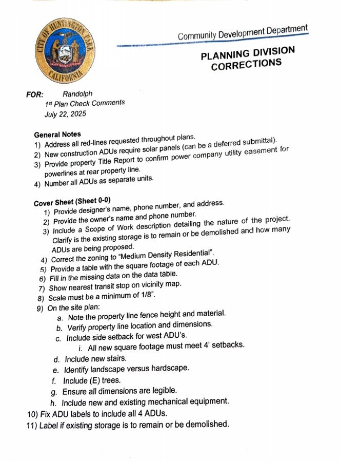 Plan correction comments