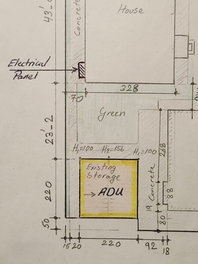 Storage Conversion — Hand-drawn survey of the existing structure | Huntington Park, CA