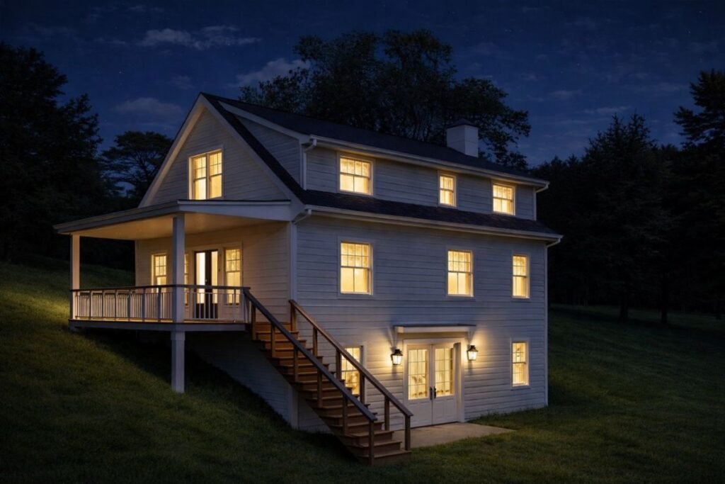Cape Cod–Style Custom Home Project Project - Night View