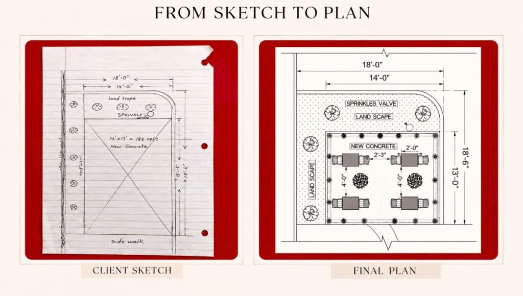 Sketch to Plan for TI project in Los Angeles