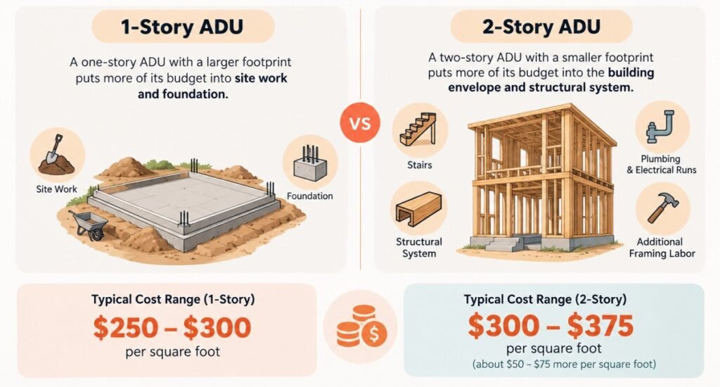 Cost Comparison of 1-Story and 2-Story ADU